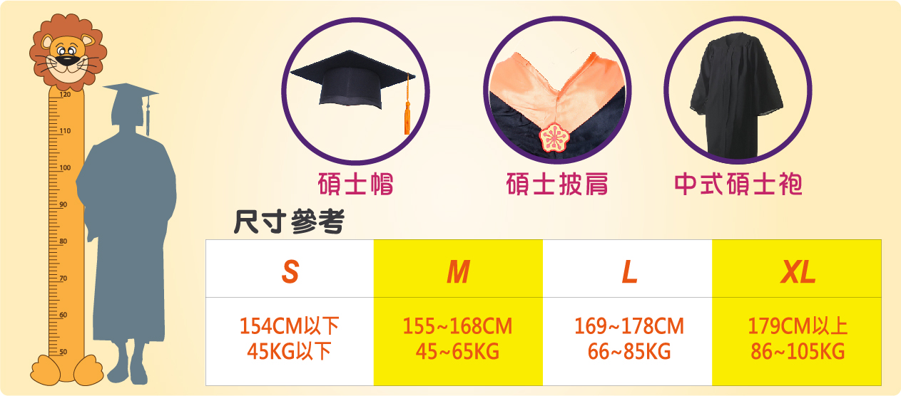 碩士服參考尺寸